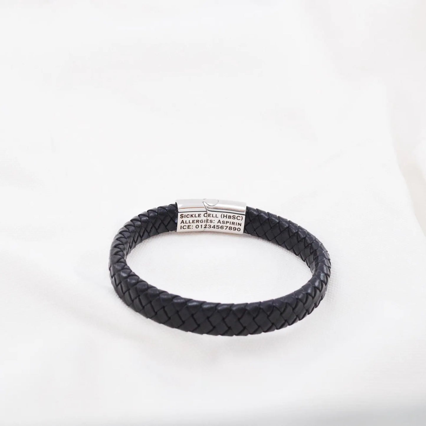 Men’s Leather Initials Bracelet (Black)
