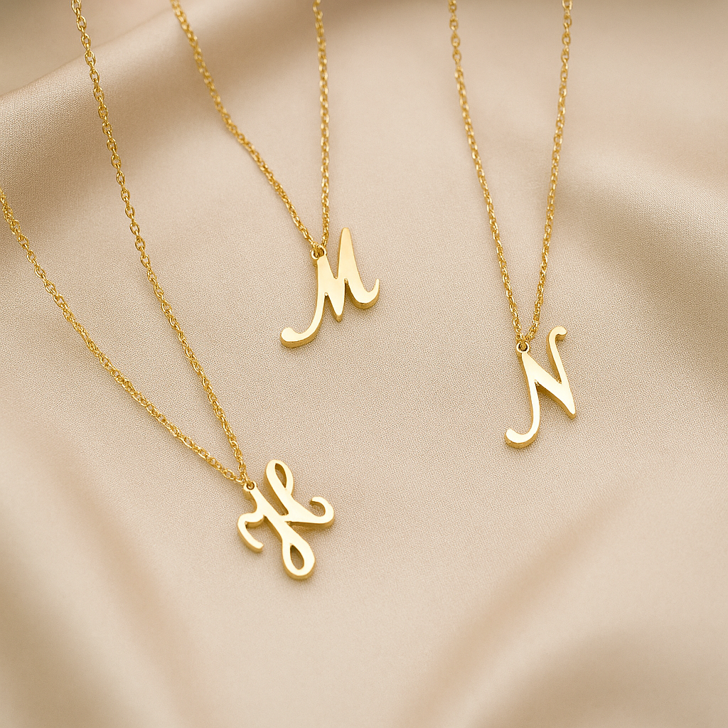 Cursive Initial Necklace – HKS Jewellery - Main Image