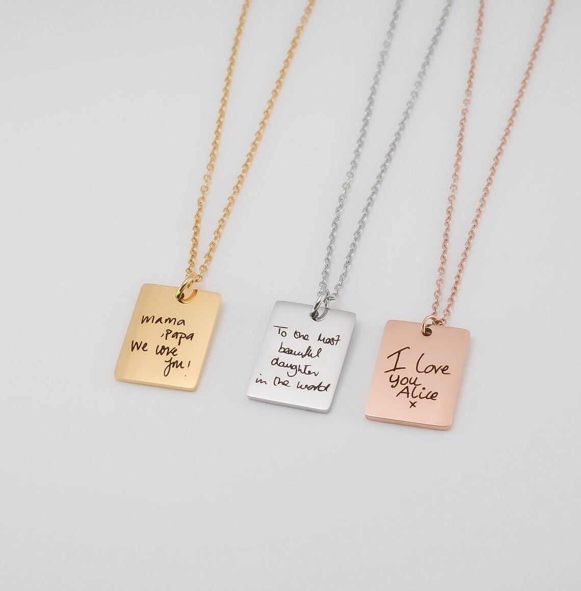 Handwriting Rectangle Necklace