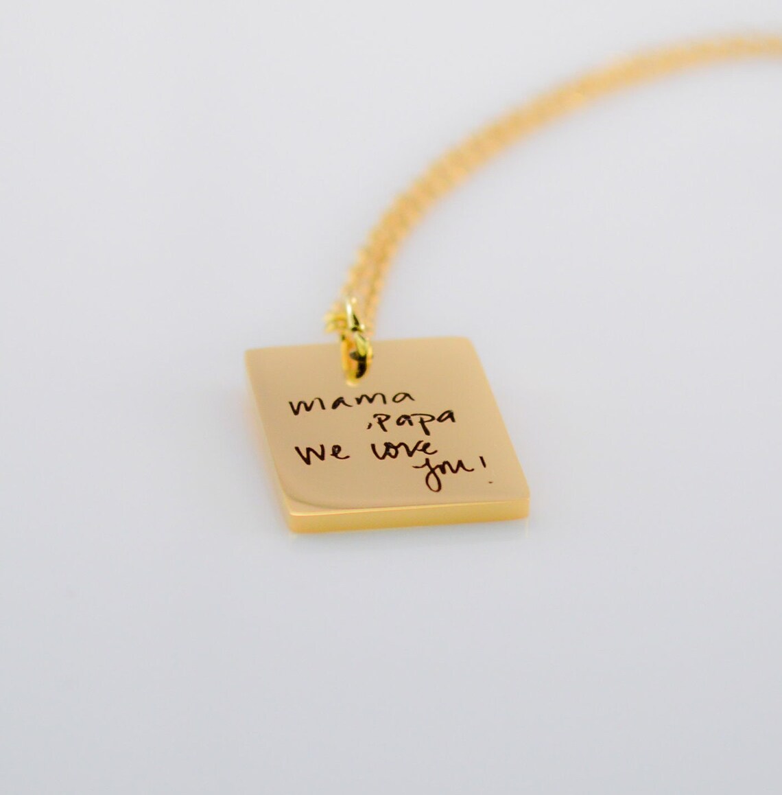 Handwriting Rectangle Necklace