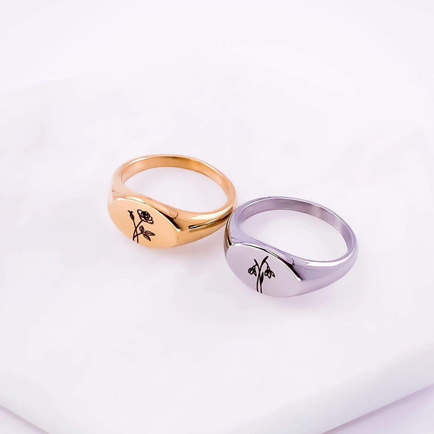 Birthflower Signet Ring