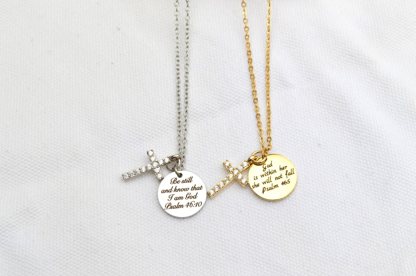 Personalized 14k Gold Cross Charm Necklace