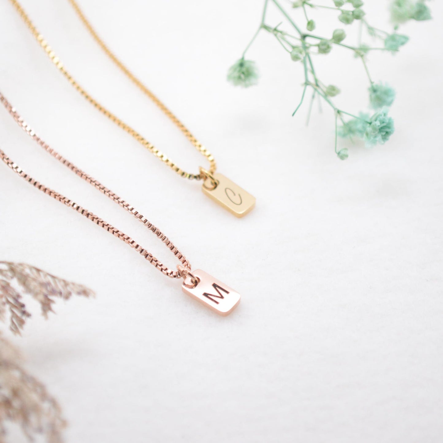 Tiny Tag Name Initial Necklace