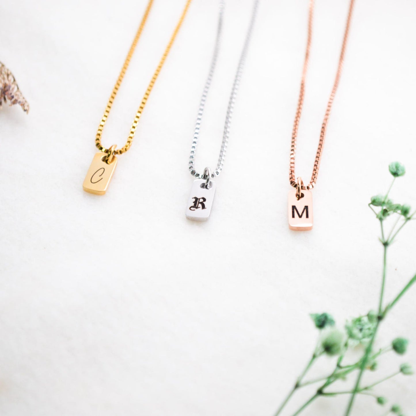Tiny Tag Name Initial Necklace