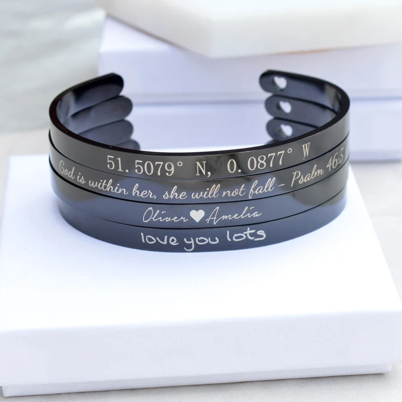 Be Still Black Cuff Bracelet