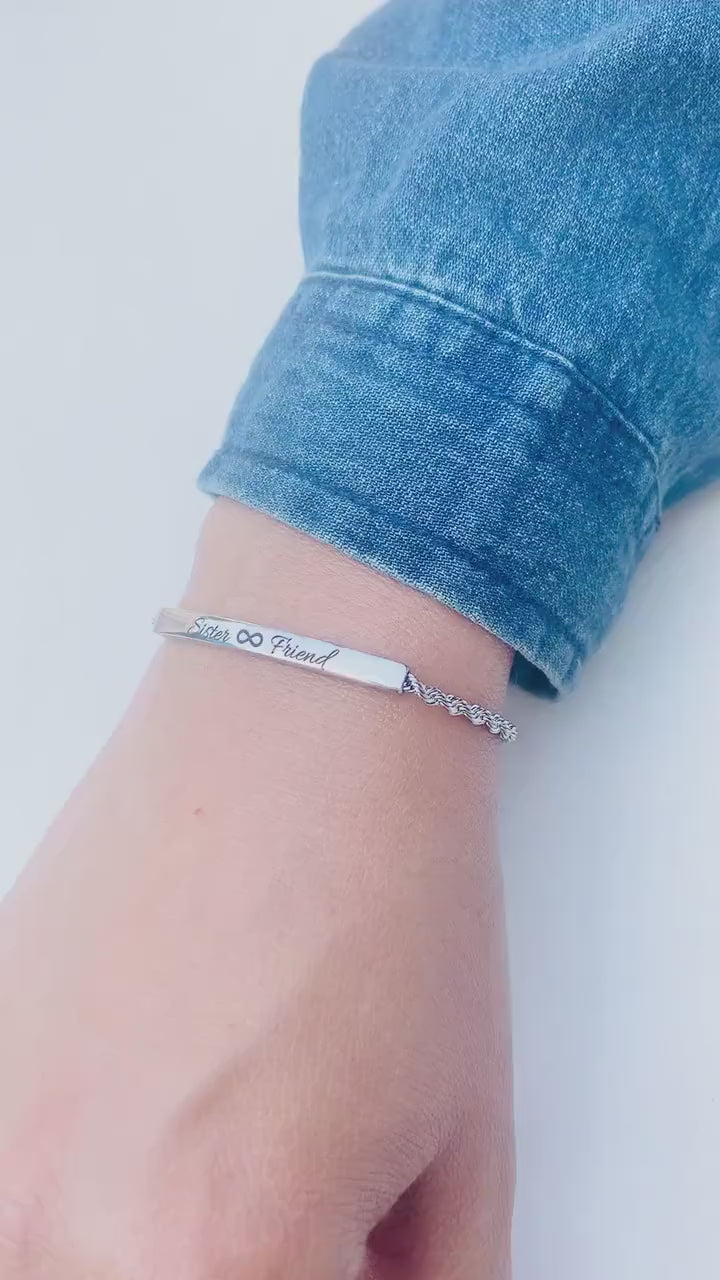 Silver Infinity Bar Bracelet