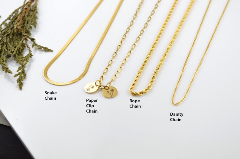 14K Stainless Steel Birth Flower Necklace