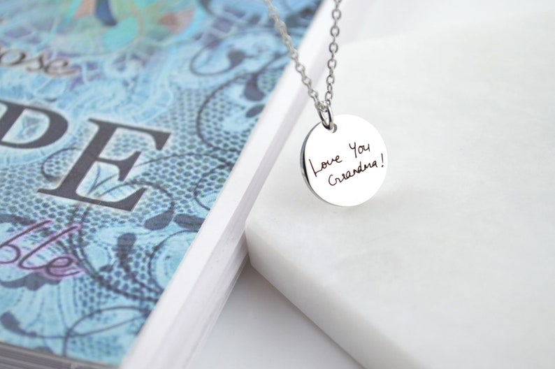 Actual Handwriting Disc Necklace