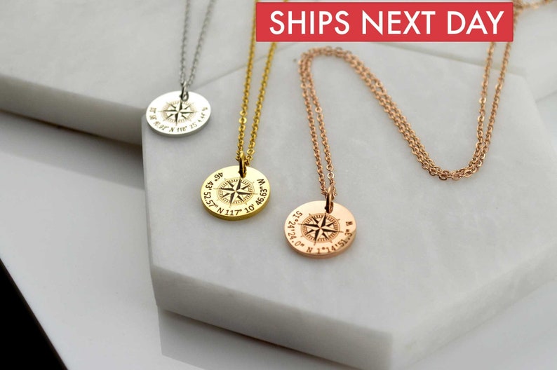 Compass Latitude Longitude Necklace