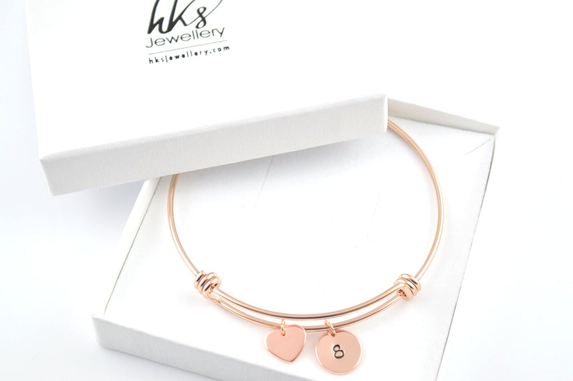 Rose Gold Heart Bangle