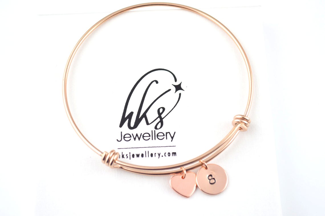 Rose Gold Heart Bangle
