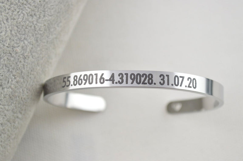 Men Steel Cuff Bracelet Personalised