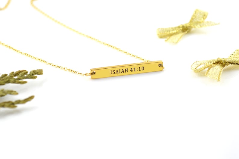 Christian Isaiah 41:10 Bar Necklace