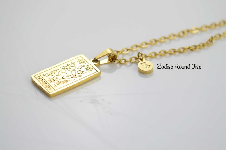GOLD Square Zodiac Sign Tarot Card Deck Necklace
