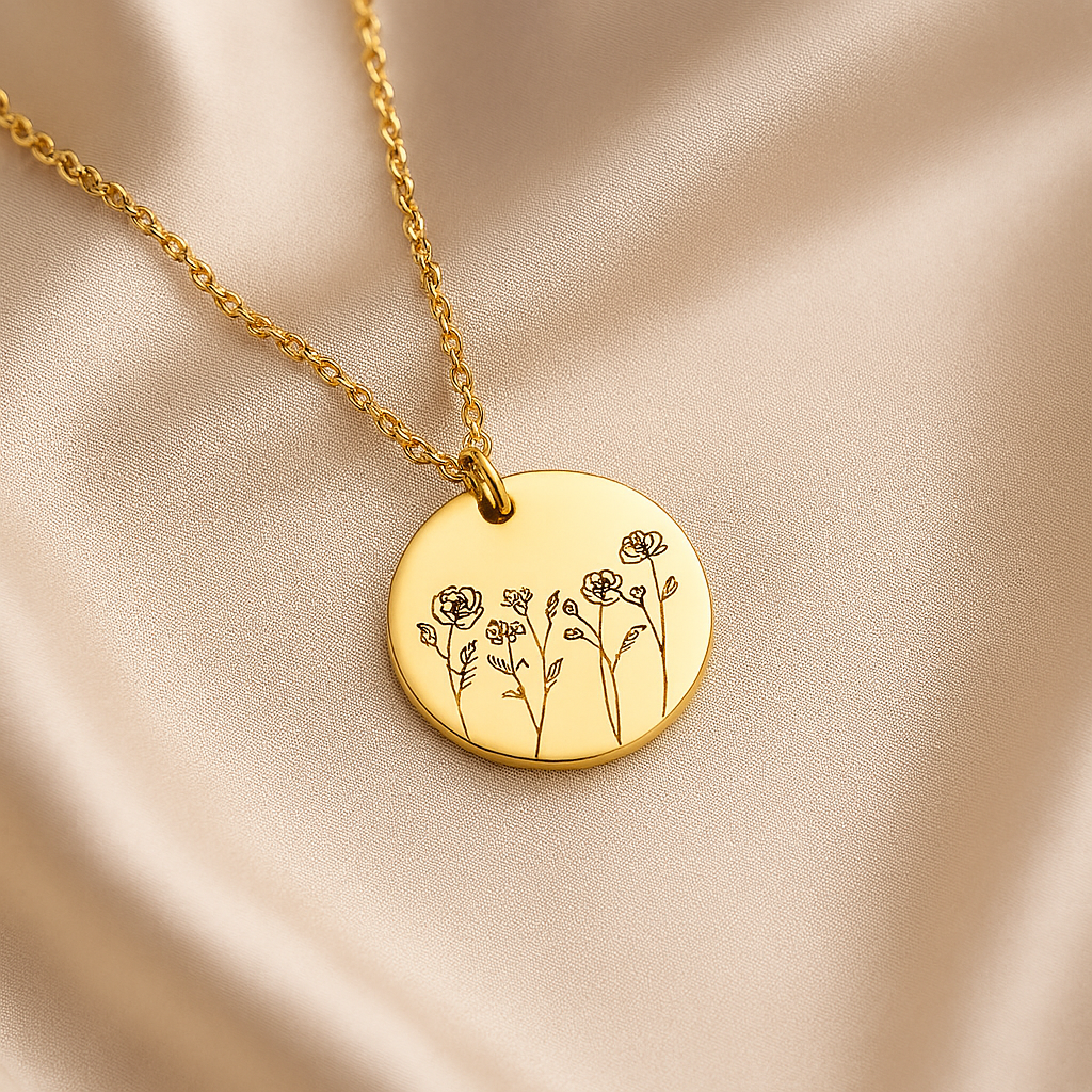 Combined Birth Flower Disc Necklace