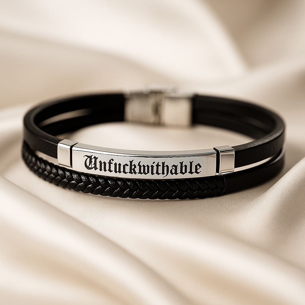 Men's Leather Silver Bracelet