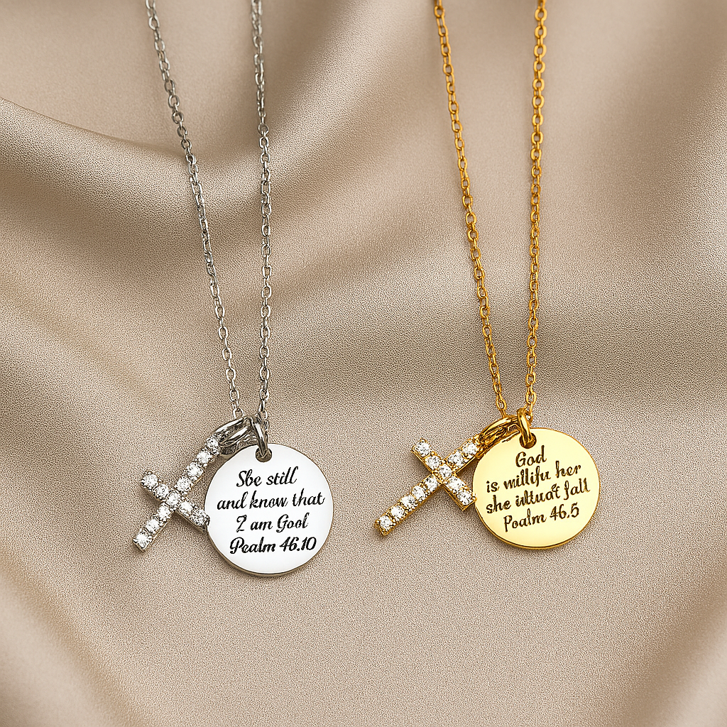 Personalized 14k Gold Cross Charm Necklace