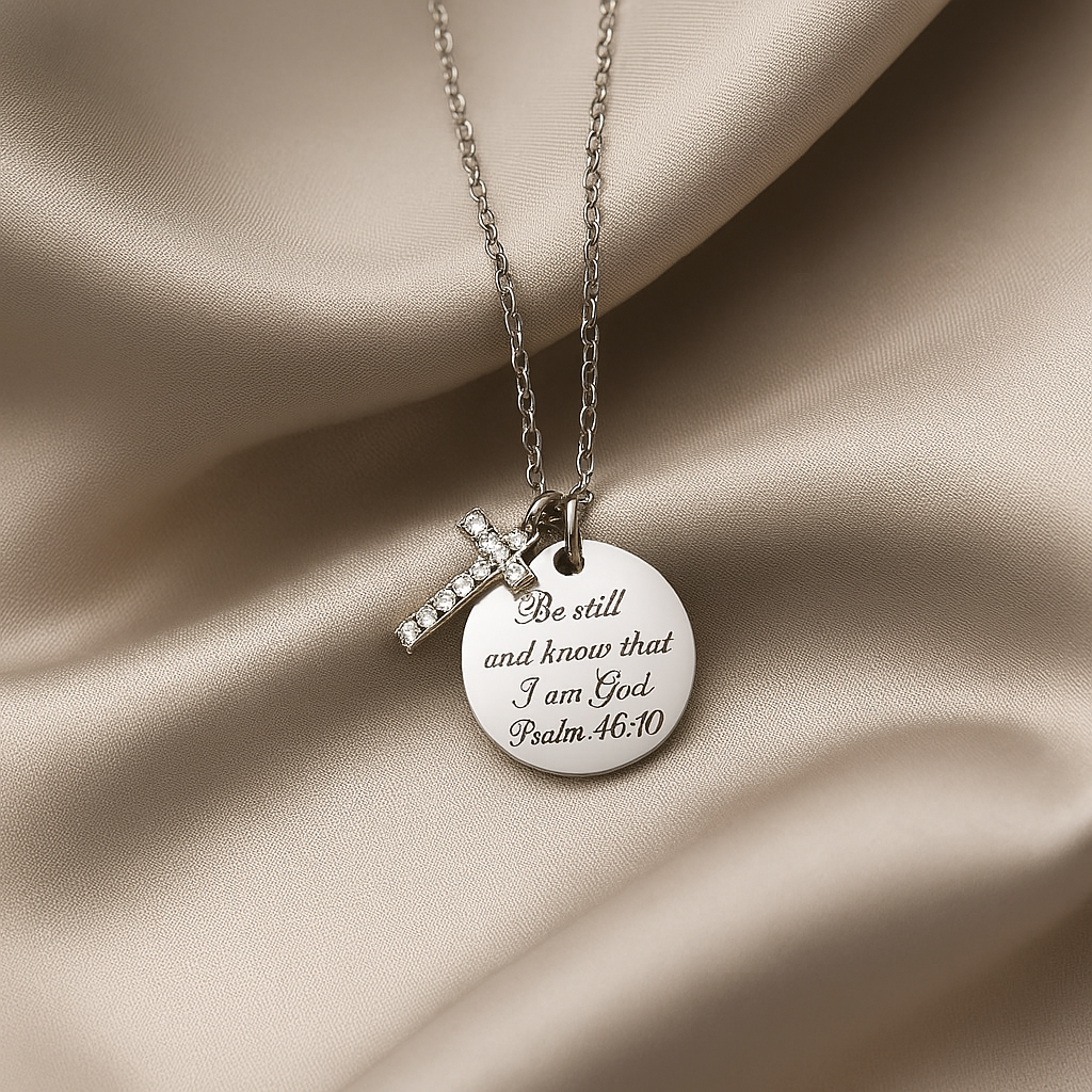 Personalized Silver Cross Charm Necklace