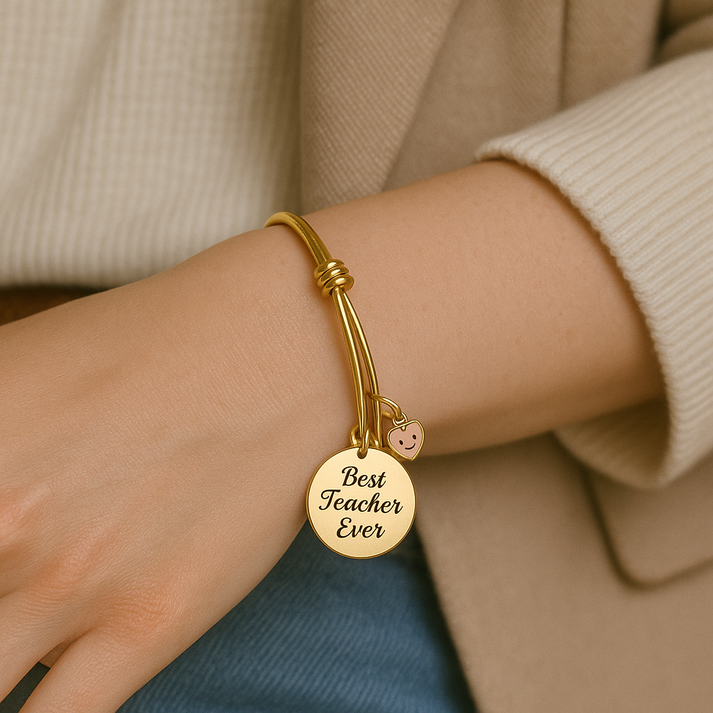 Vintage Inspired Best Teacher Ever Stretch Charm Bracelet