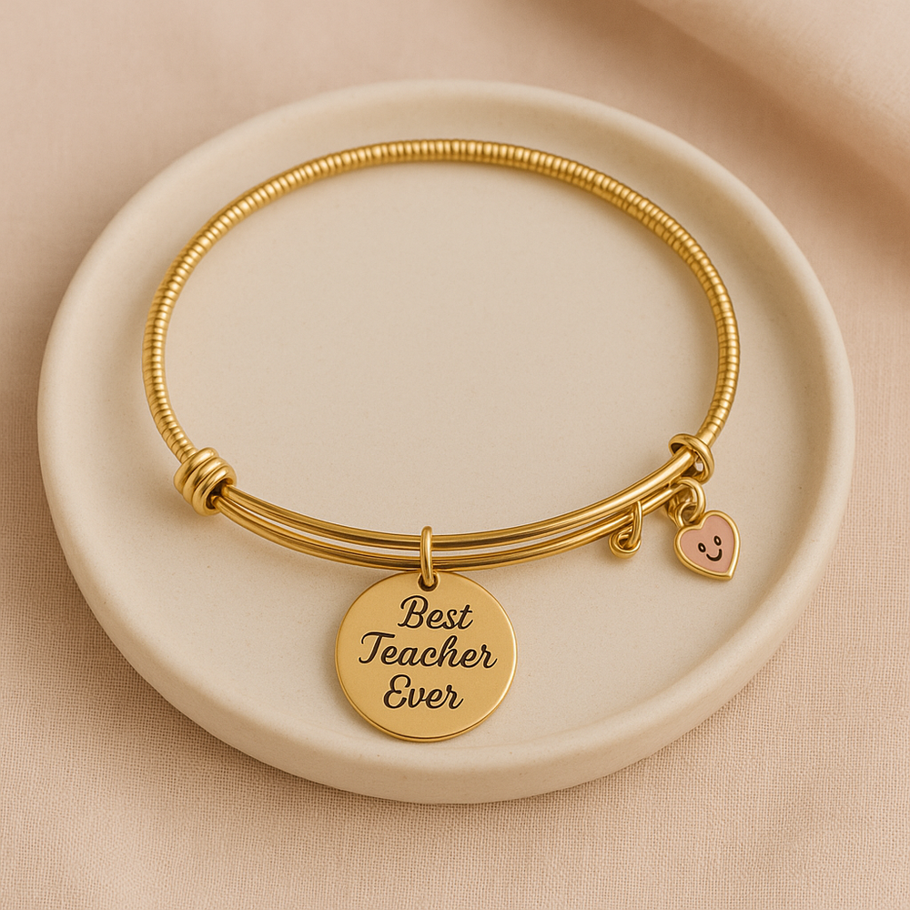 Vintage Inspired Best Teacher Ever Stretch Charm Bracelet