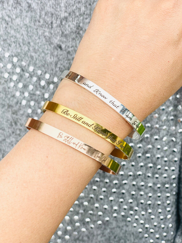 Be Still Cuff Bracelet, Christian Gifts,Psalms Bracelet,Religious Jewellery,Bracelets for Her,Bible Verse Jewelry,Personalised Gold Bracelet