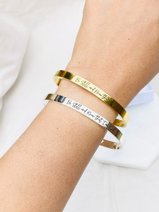 Be Still Cuff Bracelet, Christian Gifts,Psalms Bracelet,Religious Jewellery,Bracelets for Her,Bible Verse Jewelry,Personalised Gold Bracelet