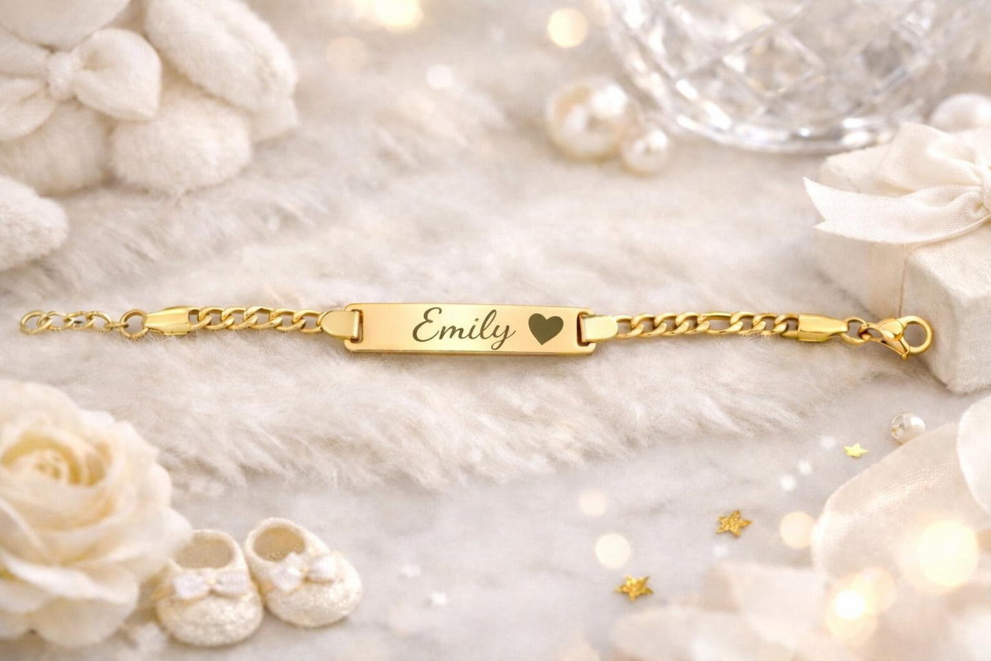 14K Gold Baby Name Bracelet, Personalise Baby Girl or Boy Bracelet, Kids gifts, Newborn gifts