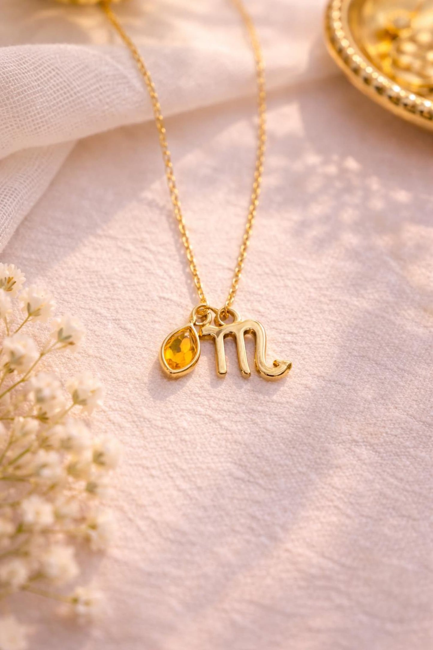 Birthstone Necklace, Gold Zodiac Necklace, Personalised Gold Jewellery, Birthday Gifts for Her