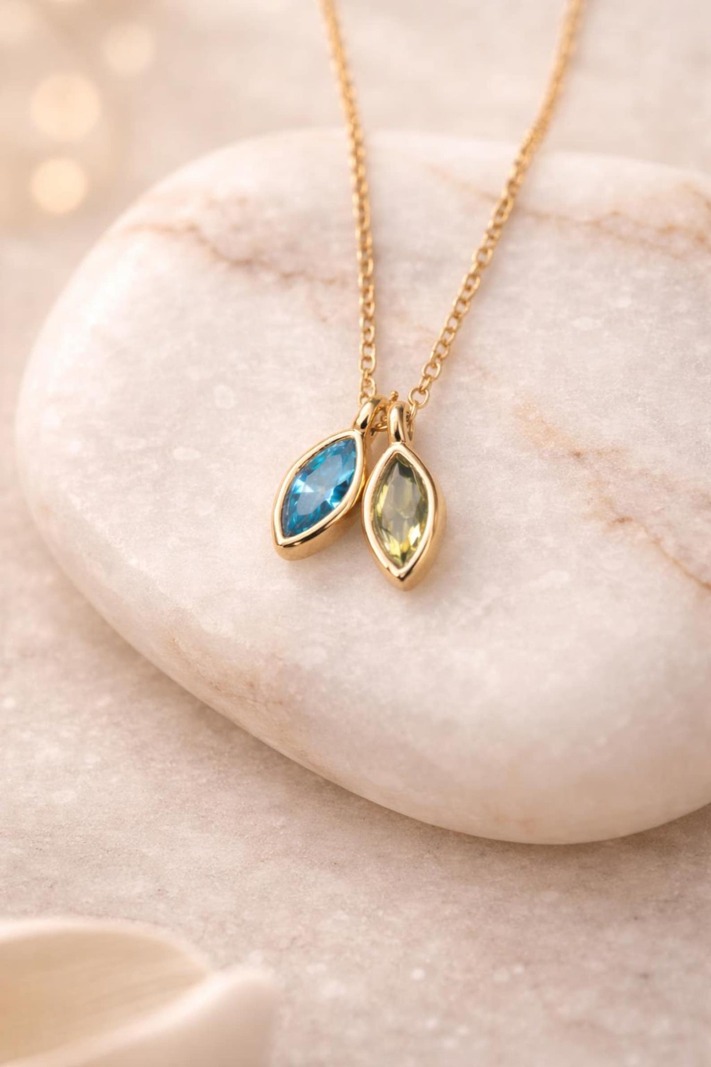 Birthstone Necklace, 14k Gold Plated Birthstone Jewelry, AAA Cubic Zircon Birthstone Charms