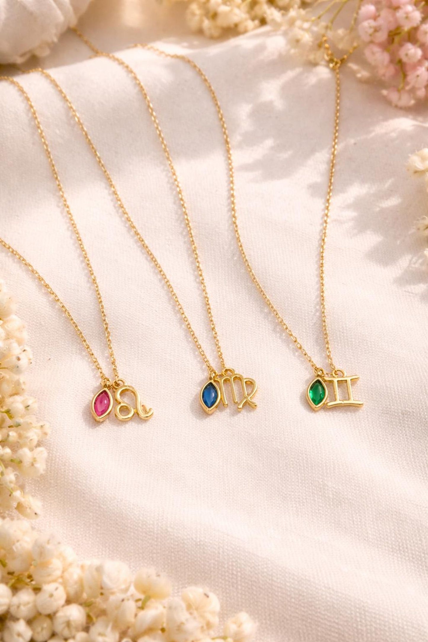 Birthstone Necklace, Gold Zodiac Necklace, Personalised Gold Jewellery, Birthday Gifts for Her