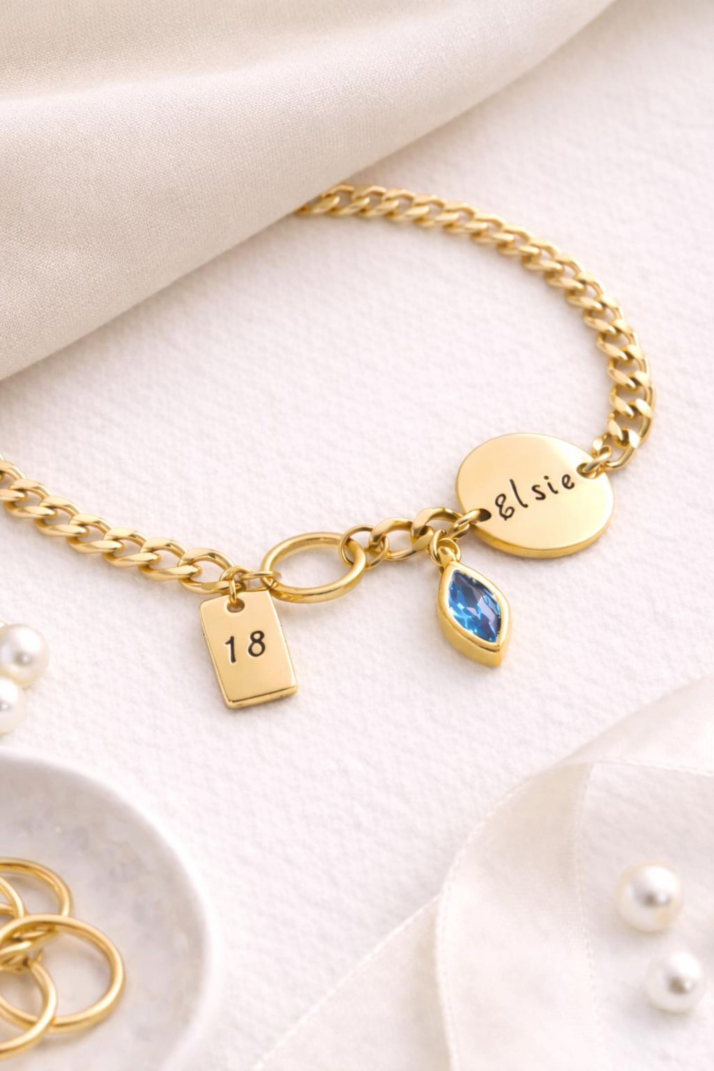 18k Gold Plated Birthday Bracelet, Engraved Custom Name Bracelet, Personalized Name Jewelry, Birthday Gifts for Her, Bracelets for Women
