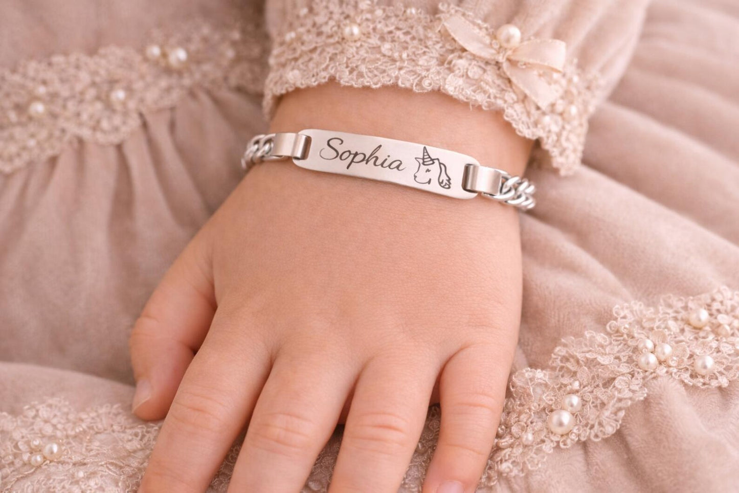 Personalized Baby ID Bracelet, Toddler Name Bracelet, Kids Safety Bracelet, Child Engraved Bracelet