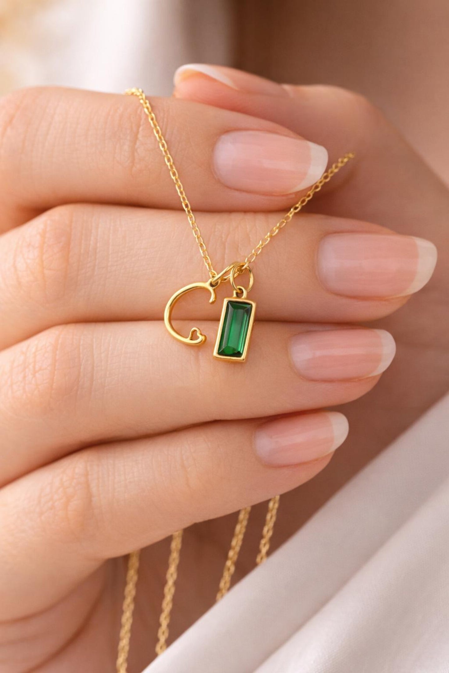 Initial Necklace with Heart, Custom Letter Necklace, 14k Gold Initial Necklace, Birthstone Name Jewelry