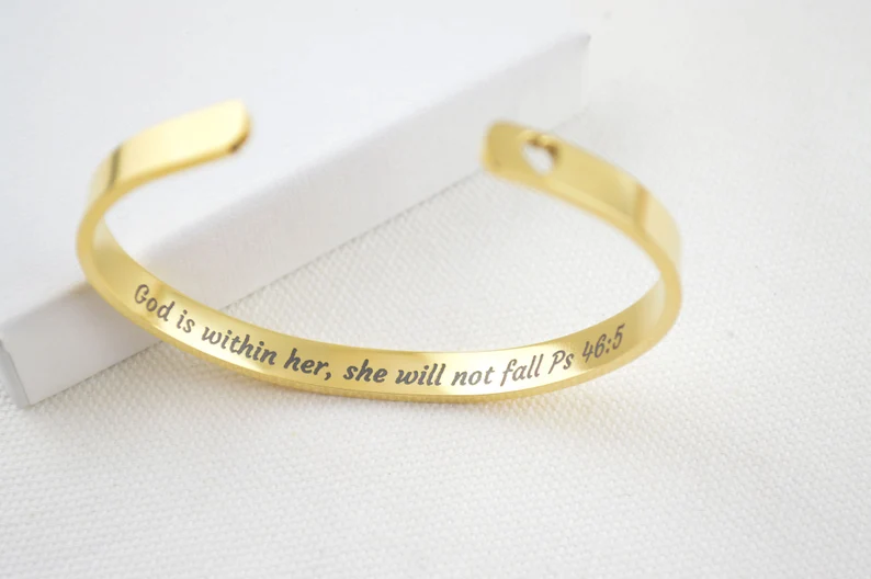Christian Cuff Bracelet, Psalms Bracelet, Black Bracelet, Bible Verse Cuff, Mothers Day Gifts, Christmas Gifts, Personalised Gifts for Her