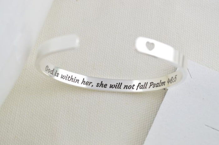 Christian Cuff Bracelet, Uplifting Bracelet, Christian Gifts, Religious Cuff, Anniversary Gifts, Silver Christian Bracelet for Women