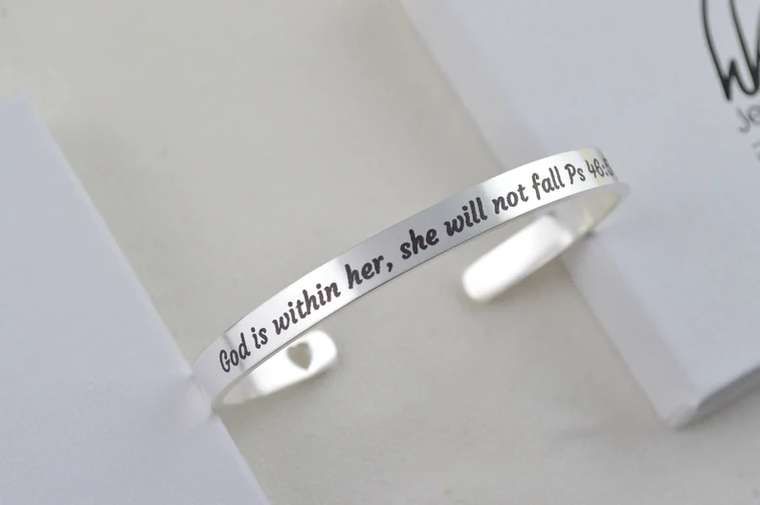 Christian Cuff Bracelet, Psalms Bracelet, Black Bracelet, Bible Verse Cuff, Mothers Day Gifts, Christmas Gifts, Personalised Gifts for Her