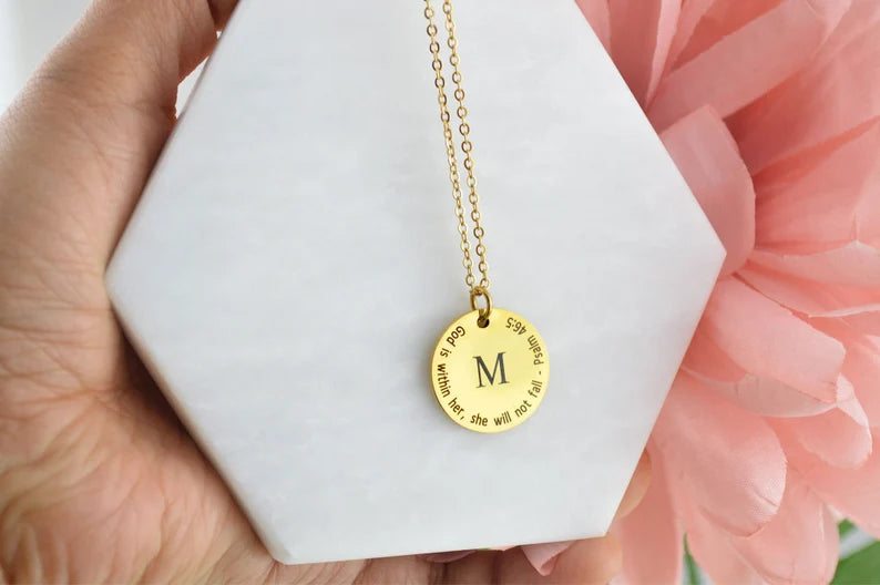 Name Initial Christian Necklace, Handmade Jewelry, Name Necklace, Christian Gifts, Necklaces for woman, Waterproof , Religious Jewelry