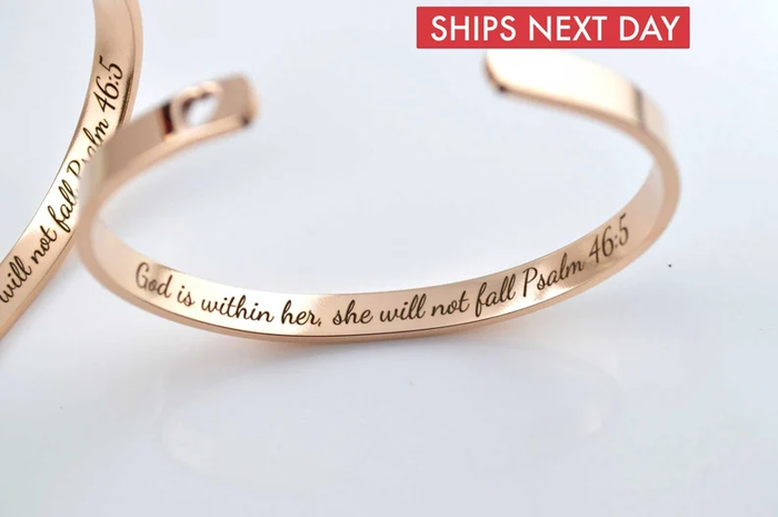 Christian Cuff Bracelet, Psalms Bracelet, Silver Bracelet, Bible Verse Cuff, Mothers Day Gifts, Christmas Gifts, Personalised Gifts for Her