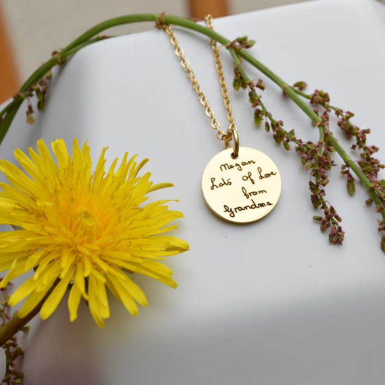 Handwriting Necklace, Personalised Gifts for Her, Gold Necklace, Personalized Signature Keepsake, Memorial meaningful gift, Engraved Gift