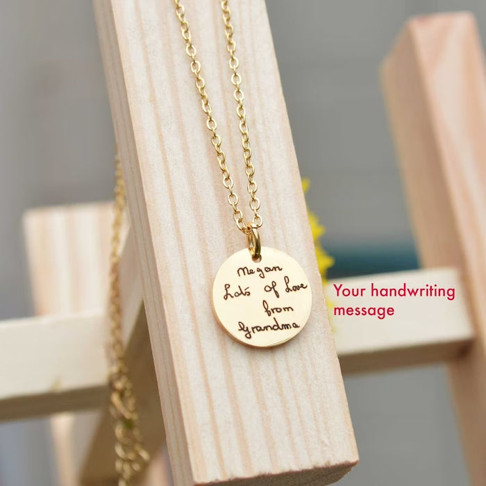 Handwriting Necklace, Personalised Gifts for Her, Gold Necklace, Personalized Signature Keepsake, Memorial meaningful gift, Engraved Gift