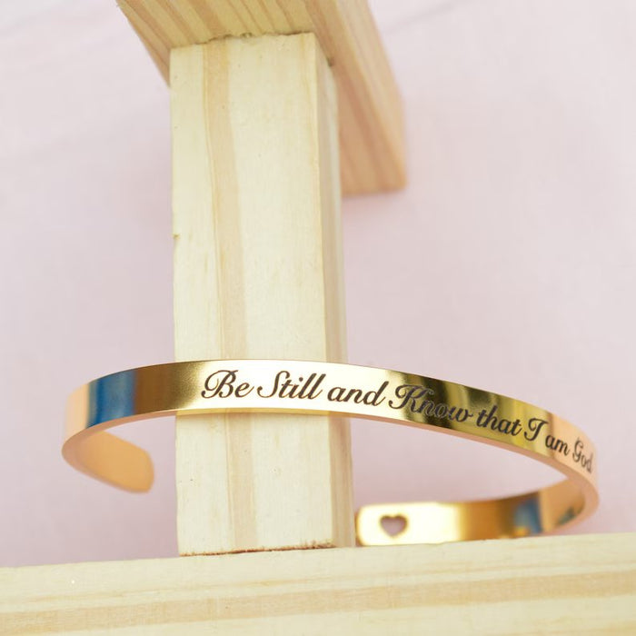 Be Still Cuff Bracelet, Christian Gifts,Psalms Bracelet,Religious Jewellery,Bracelets for Her,Bible Verse Jewelry,Personalised Gold Bracelet