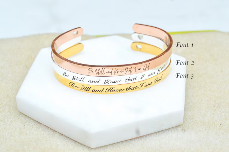 Be Still Cuff Bracelet, Christian Gifts,Psalms Bracelet,Religious Jewellery,Bracelets for Her,Bible Verse Jewelry,Personalised Gold Bracelet