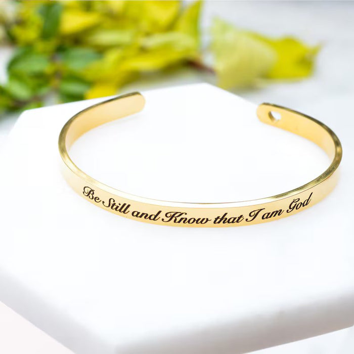 Be Still Cuff Bracelet, Christian Gifts,Psalms Bracelet,Religious Jewellery,Bracelets for Her,Bible Verse Jewelry,Personalised Gold Bracelet