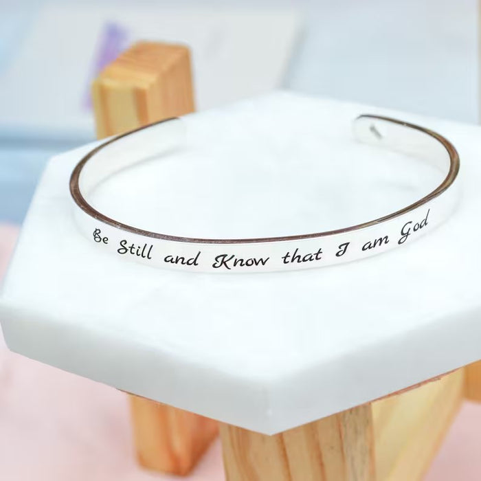 Be Still Cuff Bracelet, Christian Gifts,Psalms Bracelet,Religious Jewellery,Bracelets for Her,Bible Verse Jewelry,Personalised Gold Bracelet