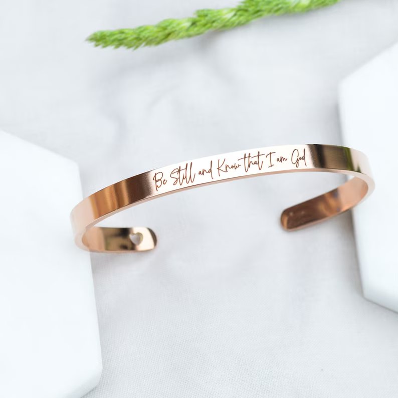 Be Still Cuff Bracelet, Christian Gifts,Psalms Bracelet,Religious Jewellery,Bracelets for Her,Bible Verse Jewelry,Personalised Gold Bracelet