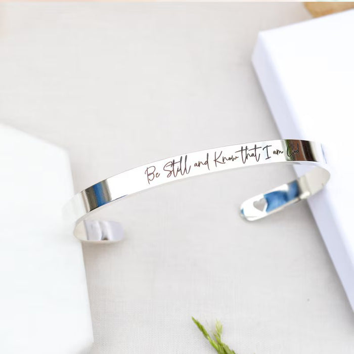 Be Still Cuff Bracelet, Christian Gifts,Psalms Bracelet,Religious Jewellery,Bracelets for Her,Bible Verse Jewelry,Personalised Gold Bracelet