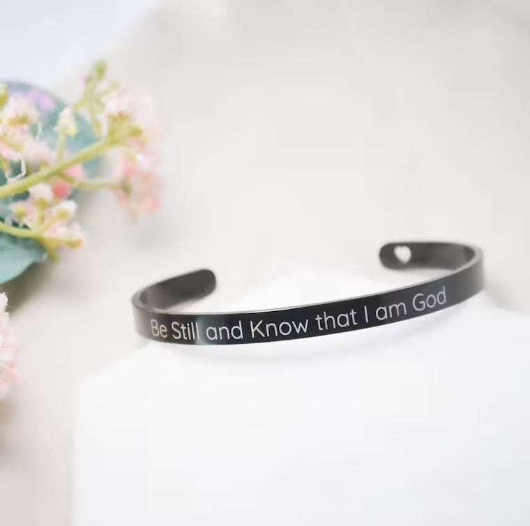 Be Still Cuff Bracelet, Christian Gifts, Psalms Bracelet, Bracelets for Her, Bible Verse Jewelry, Personalised Gifts for Men & Women