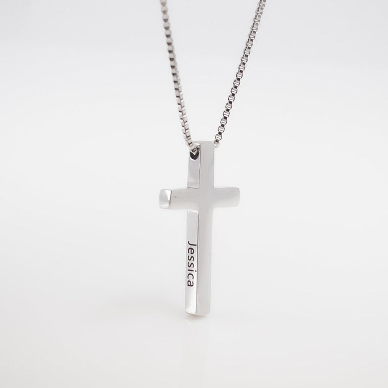 Personalized Silver Cross Pendant Necklace • Crucifix Pendant Necklace • Personalized Silver Cross necklace • Gift for her or him