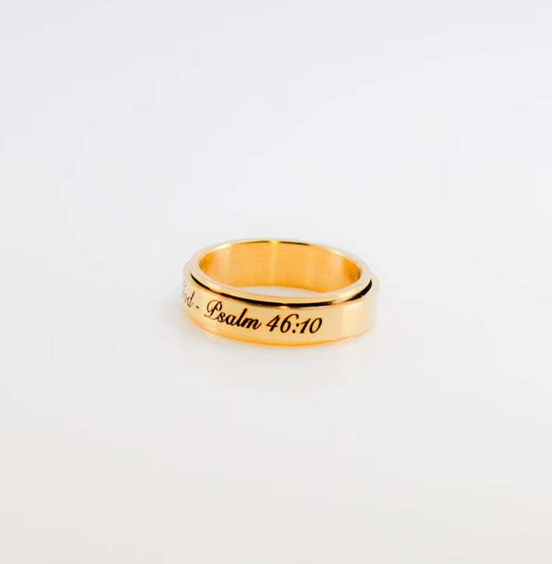 Spinner Ring, Fidget Ring, Gold Anxiety Ring, Statement Ring, Spinner Band Ring, Gift for her, Be Still Psalm, Be Calm Ring, Stress relief