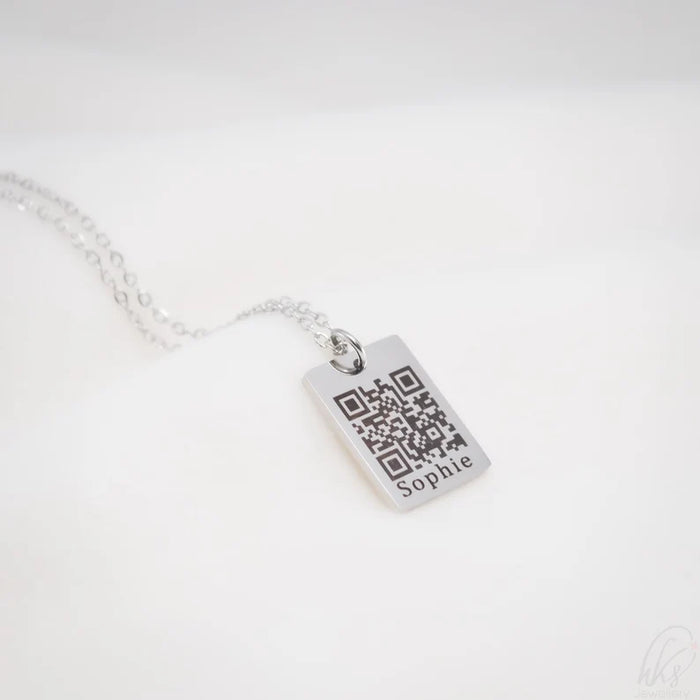 Custom QR Code Necklace - Personalized Silver Pendant - Handcrafted Tech-Inspired Jewelry Gift